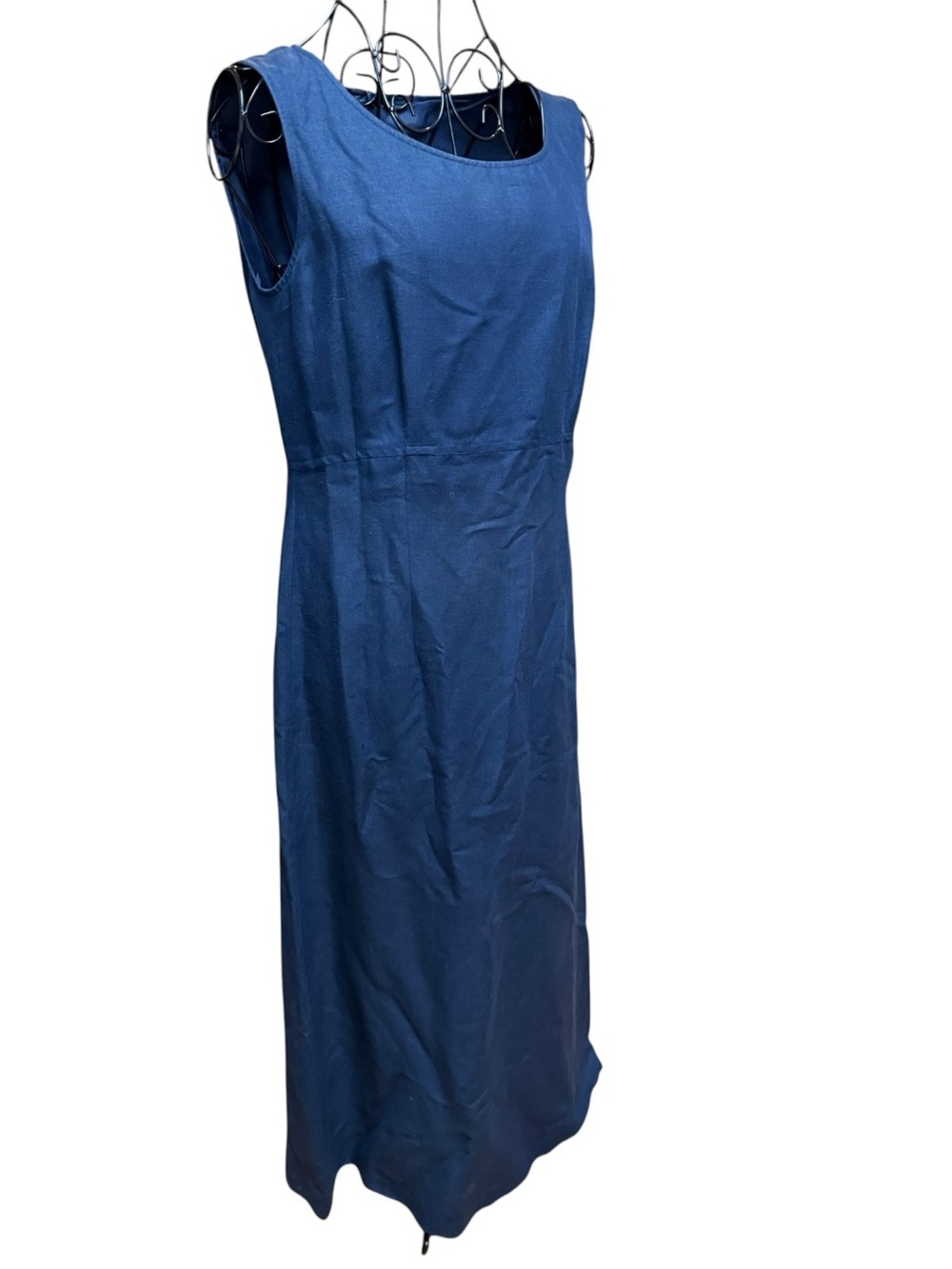Laura Ashley Sleeveless Royal Blue Linen Blend Maxi Dress size 8